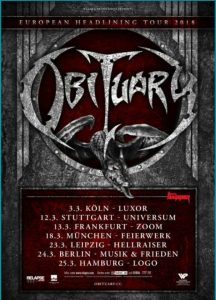 Obituary - European Headlining Tour 2018