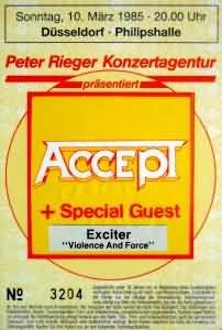 Accept / Exciter – Rückblick, 10.03.1985, Philipshalle, Düsseldorf