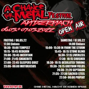 A Chance For Metal 2022 Running Order