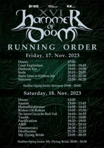 Hammer Of Doom XVI 2023 Running Order