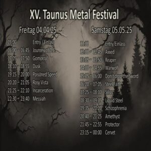 Taunus Metal Festival XV 2025 Running Order