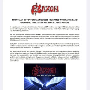 Saxon Absage NOAF und weiteres 2025