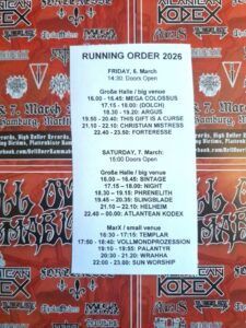 Hell Over Hammaburg 2026 Running Order