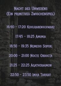 Nacht des Unwesens Running Order
