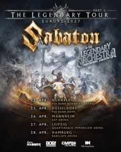 Sabaton - The Legendary Tour Part 2 Deutschlandtermine 2027