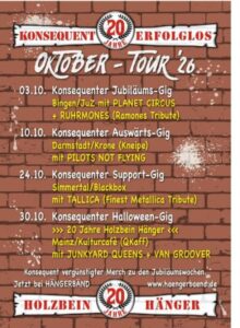 Hängerbänd 20 Jahre Konsequent Erfolglos Tour Oktober 2026